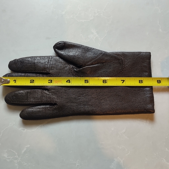 Vintage Kid Leather Gloves (lined) Made in Hungary | Brown Sz 6.5-7 - Picture 10 of 12